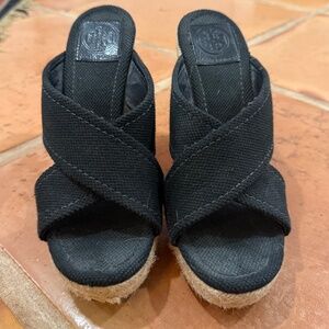 Tory Burch Canvas Espadrille Heels 8M
